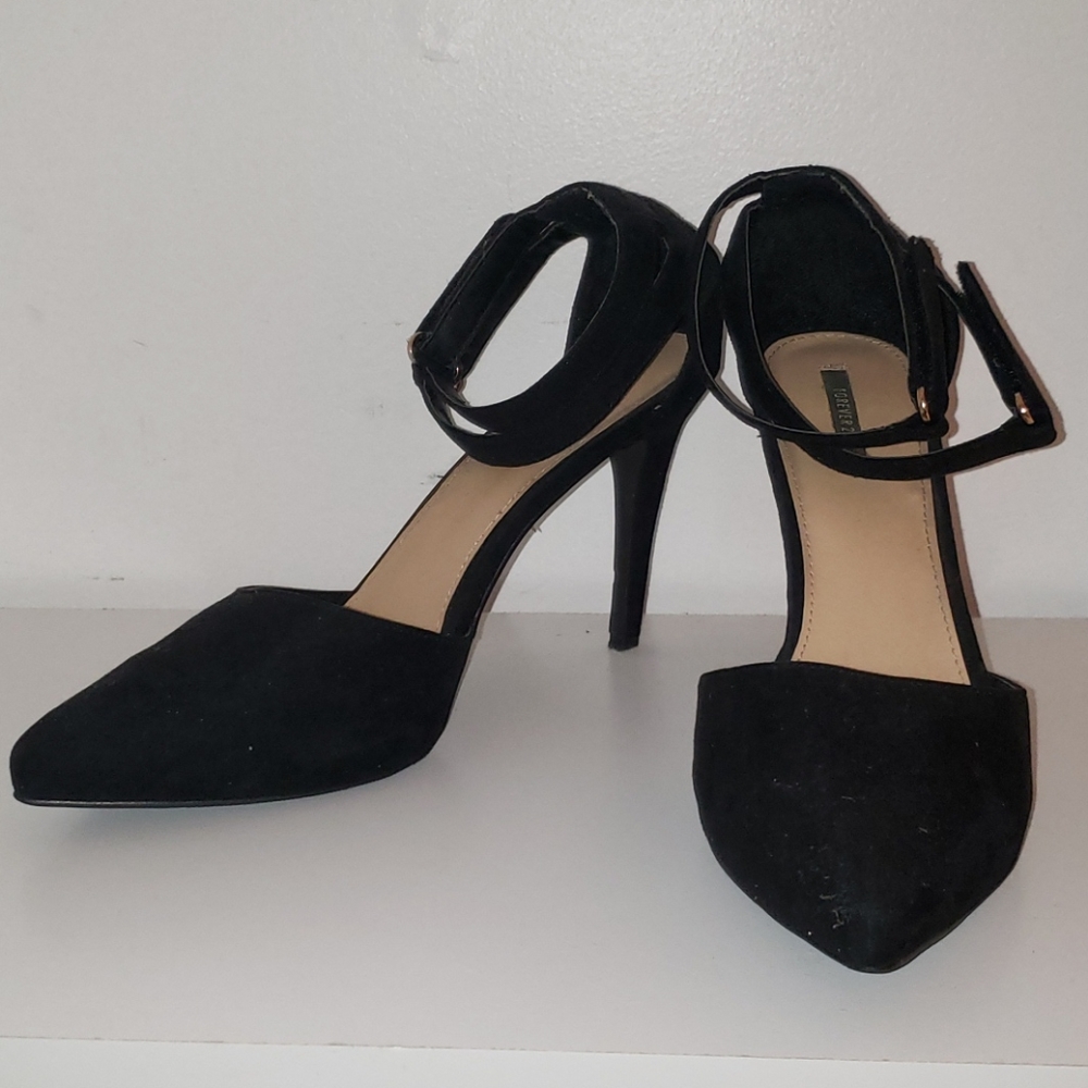 Black strap heels